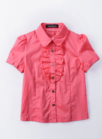 Girl shirt red color lapel design - Click Image to Close